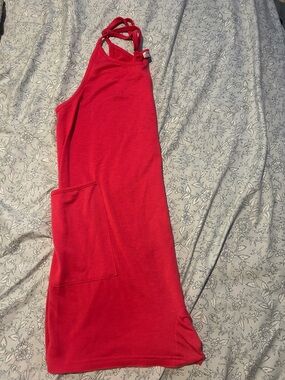 Hot Pink  Sleeveless Knit Romper with Side Pocket